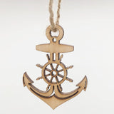 50 pcs Anchor Rudder Wooden Cutouts for Crafts, Unfinished Wood Ornaments DIY Wood Slices with Holes for Ocean Themed Party Kids Crafts Scrapbooking SSYHQAX