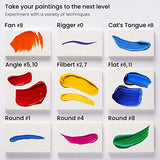 Arteza Paint Brushes, Set of 12, Premium Synthetic Acrylic & Oil Paint Brushes with Brass Ferrules & Wooden Birch Handles, Painting Art Supplies for ARTEZA