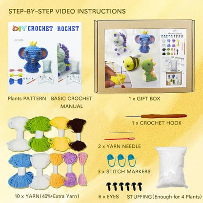 YISONG Crochet Kit for Beginners, Animal Duck Crochet Kit, All-in-One Stuffed Animal Knitting Sets with Step-by-Step Video Tutorials, DIY Crochet - WoodArtSupply