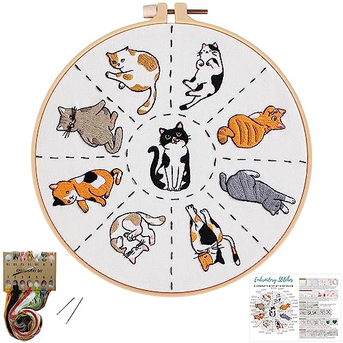 Louise Maelys Cats Embroidery Kits for Beginners with Cute Animals Pattern,Adults Starter Cross Stitch Kit DIY Needlepoint Kits Louise Maelys