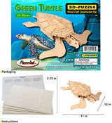 Puzzled 3D Puzzle Green Turtle Wood Craft Construction Model Kit, Fun Unique Educational DIY Wooden Toy Assemble Model Unfinished Crafting Hobby Puzzled