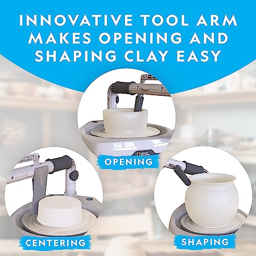 NATIONAL GEOGRAPHIC Hobby Pottery Wheel Kit - 8 Variable Speed Pottery  Wheel for Adults & Teens with Innovative Arm Tool, 3 Lb Air Dry Clay & Art