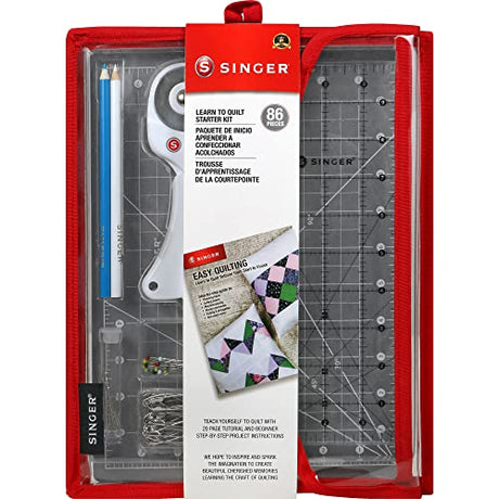 SINGER Learn to Quilt Sewing Kit for Beginners and Adults with Rotary Cutter, Cutting Mat, Acrylic Ruler, and More SINGER