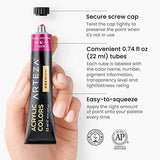 ARTEZA Metallic Acrylic Paint, Set of 36 Colors, 0.74 oz/22 ml Tubes with Storage Box, Rich Pigments, Non Fading, Non Toxic Paints for Artist & Hobby ARTEZA