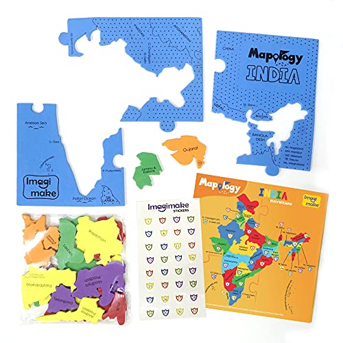 Imagimake Mapology India Map Puzzles - Geography for Kids - Learning & Educational Toys - Puzzles for Kids Ages 4-8 - Gift for 4, 5, 6, 7, 8 Year Old Imagimake