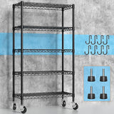 Hodonas Metal Shelving Unit with Wheels, 5-tier Wire Shelving with Adjustable Shelves for Storage, Freestanding Heavy Duty Metal Wire Storage Shelf Hodonas