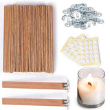 Ziosxin 50set Candle Wick,Thicken Smokeless Cherry Wood Wicks for Candles-Long Lasting Flame-Easily Burn,Natural Candle Cores with Stand and Glue Ziosxin