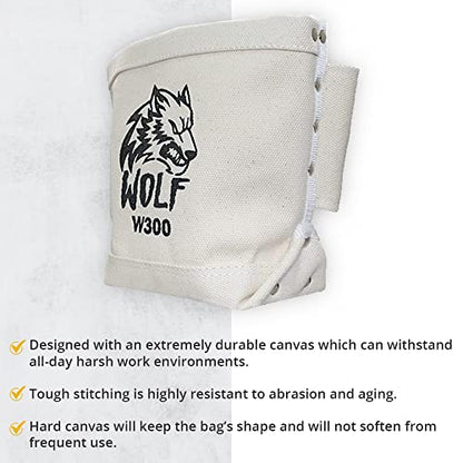 Wolf Canvas Tool Pouch, Tunnel Belt Loop, Bull Pin Loops & Bolt Bag Tote | Tradesman, Ironworker, Carpenter, 5’’x10’’x9’’ - WoodArtSupply