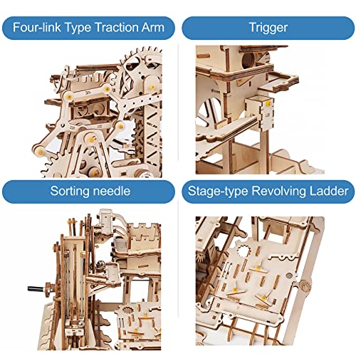 Rowood 3D Wooden Marble Run Puzzle Craft Toy, Gift for Adults & Teen Boys Girls, Age 14+, DIY Model Building Kits - Tower Coaster(Marble Climber) - WoodArtSupply