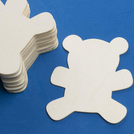 Pack of 24 Unfinished Wood Teddy Bear Cutout by Factory Direct Craft - Blank Wooden Bear Craft Shapes to Turn into Baby Shower Favors, Christmas Factory Direct Craft