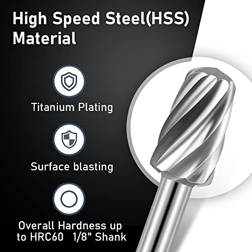 Engraving Router Bit Carving Bits, 20 PCS HSS Rotary Tool Accessories Rotary Bits Burr Set with 1/8’’(3mm) for DIY Woodworking, Carving, Engraving, shengbenhao