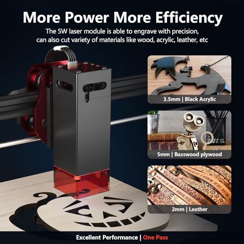 AlgoLaser DIY KIT 5W Laser Engraver, Support WIFI and Emergency Stop, 12000mm/min Speed Laser Engraving Machine, 0.04x0.09mm Laser Spot Laser AlgoLaser