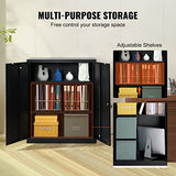VEVOR Metal Storage Cabinet with 2 Magnetic Doors and 2 Adjustable Shelves, 200 lbs Capacity per Shelf, Locking Steel Storage Cabinet, 42'' Metal VEVOR