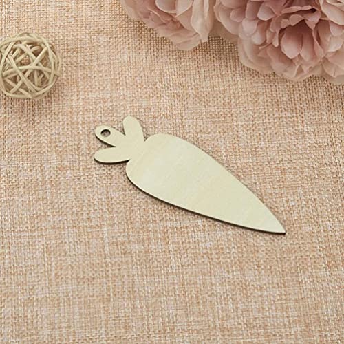 Abaodam 30Pcs Easter Unfinished Wooden Carrot Cutouts Blank Carrot DIY Wood Crafts Carrot Hanging Ornaments Wood Slices Easter Decor Abaodam