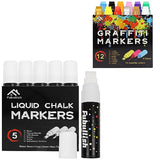 Fubullish 15mm Jumbo Markers, 5 Pack White Washable Window Marker and 12 Pack Acrylic Paint Marker Fubullish
