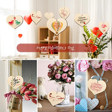 Large Size 7" Wooden Mothers Day Heart Oanging,DIY Blank Unfinished Wood Ornament for Crafts Hanging,Father's Thanksgiving Halloween Christmas Sophena