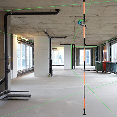 KEZERS Laser Level Pole with Tripod,12Ft./3.7M Telescoping Pole for Laser Levels,1/4”-20 Laser Mount for Rotary and Line Laser Level,Adjustable Pole KEZERS