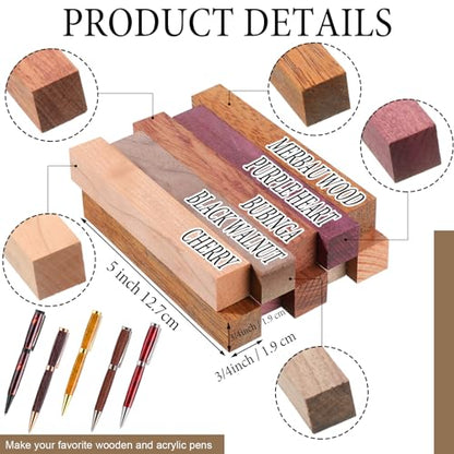 Colarr Pen Making Kit Includes Slimline Pen Kit Pen Turning Kit and Hard Wood Pieces Assorted Colors Pen Blanks Lumber for Woodturning Woodworking - WoodArtSupply