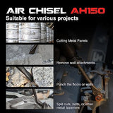 UW-AH150 Short Barrel Air Hammer Kit with Quick Change Retainer and 4 Chisels, 1-5/8 Inch Stroke, 4500 BPM, Light weight UPWOOD