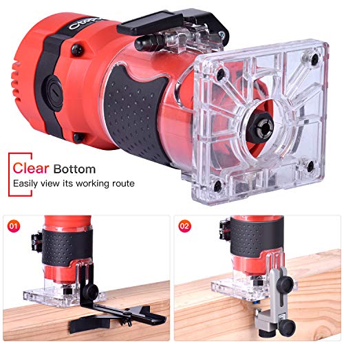Compact Router Tool, 800W Wood Palm Router Tool for Woodworking, Hand Wood Trimmer Wood Router with 12PCS 1/4" Router Bits CtopoGo