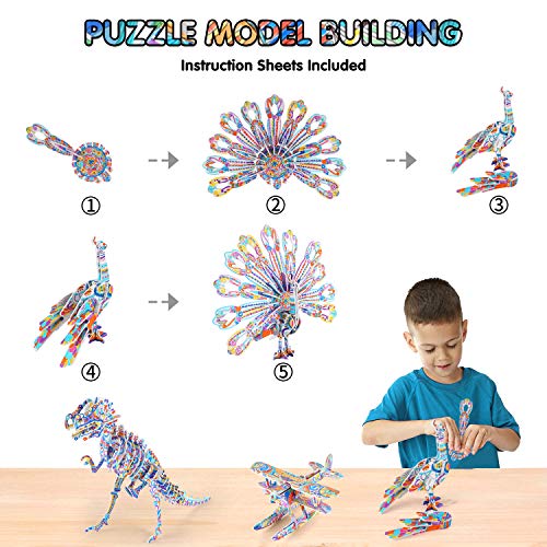 BEARUN 3D Coloring Puzzle Set, Arts and Crafts for Girls and Boys Age 6 7 8 9 10 11 12 Year Old, Fun Educational Painting Crafts Kit with Supplies BEARUN