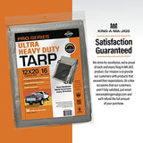 12x20 Ultra Heavy Duty Tarp, Extra Thick 16 Mil, UV Resistant, Grommets Every 18 Inches - Waterproof Plastic Poly Tarpaulin - (Reversible, Silver and KING-A-MA-JIGS