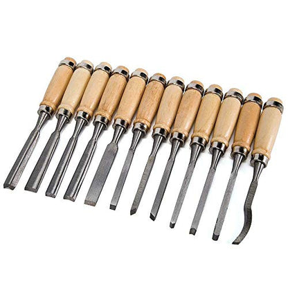 Chiyuehe Professional Wood Carving Chisel Set - 12 Piece Sharp Woodworking Tools w/Carrying Case - Great for Beginners - WoodArtSupply