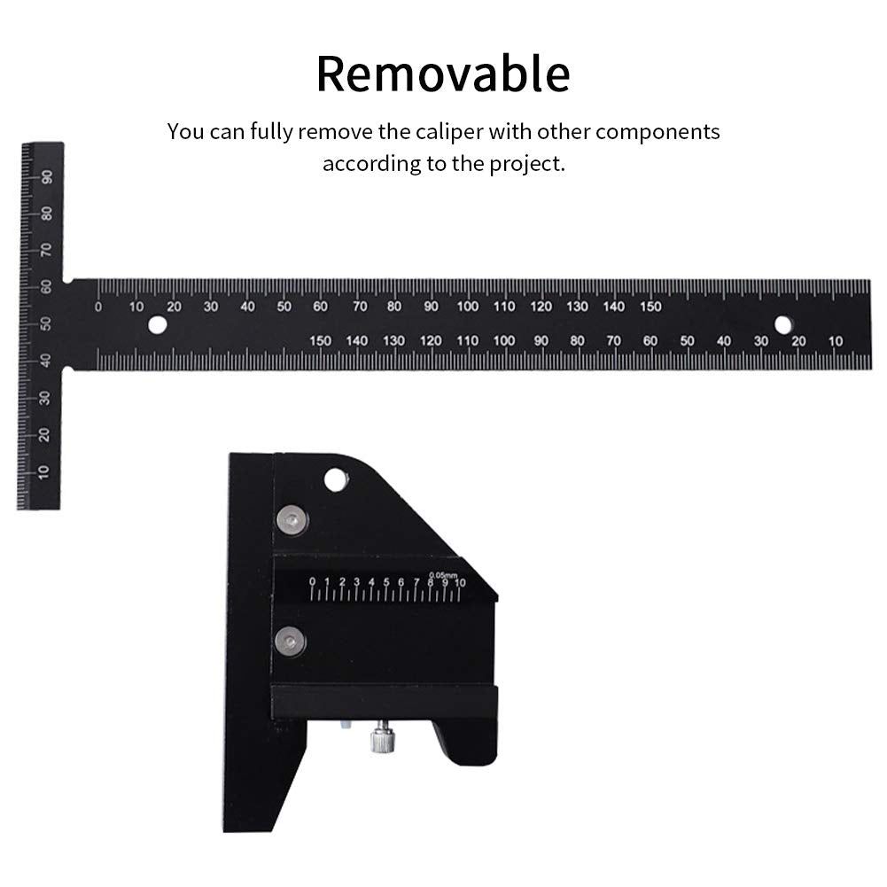 Woodworking Scriber, T Shaped Woodworking Multifunctional Ruler, Aluminum Alloy Marking Measuring Gauge DIY Carpentry Tool - Metric - WoodArtSupply