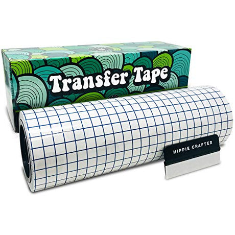 Clear Vinyl Transfer Paper for Cricut Transfer Tape for Vinyl Transfer Tape Roll 50 Feet Contact Paper 12" Wide Roll Paper Transfer Tape for Vinyl HIPPIE CRAFTER