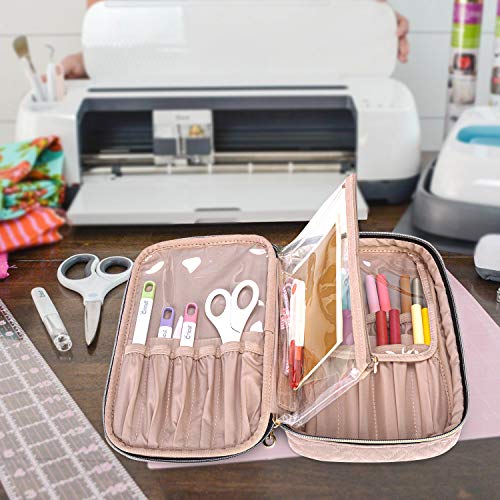 Yarwo Carrying Case Compatible with Cricut Tools Set, Accessories Organizer Bag for Craft Pens and Basic Tools, Dusty Rose (PATENTED DESIGN) Yarwo