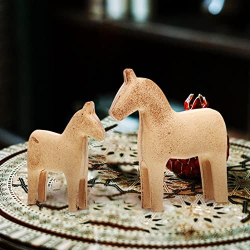 MAGICLULU Unfinished Swedish Wooden Dala Horse Figurine 2pcs DIY Unpainted Horse Sculpture Small Horse Statues Scandinavian Wedding Gifts Home MAGICLULU