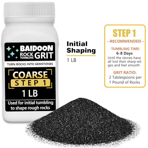6 in 1 Rock Tumbler Grit Full Function Set – 4 Step Tumbling Grit, 1 Ceramic Refill Media, 9 Varieties Rough Rocks, Rock Tumbler Grit Polish Refill, BAIDOON