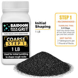 6 in 1 Rock Tumbler Grit Full Function Set – 4 Step Tumbling Grit, 1 Ceramic Refill Media, 9 Varieties Rough Rocks, Rock Tumbler Grit Polish Refill, BAIDOON