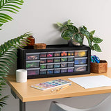 IRIS USA 26 Drawer Stackable Storage Cabinet for Hardware Crafts and Toys, 21.69-Inch W x 7-Inch D x 8.75-Inch H, Black - Small Organizer Utility IRIS