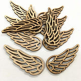 JANOU 80pcs Angel Wings Wood Slices Wooden Cutouts Unfinished Wood DIY Craft Embellishments Gift Ornaments Decoration, 2.4x1 in JANOU