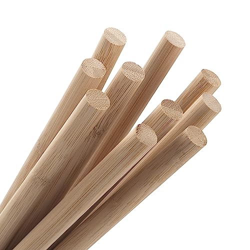 Wooden Dowel Dods Wood Dowels, 10PCS 1/2 x 12" Natural Round Bamboo Sticks for Crafting, Macrame Dowel, Unfinished Hardwood Sticks for Crafts, - WoodArtSupply