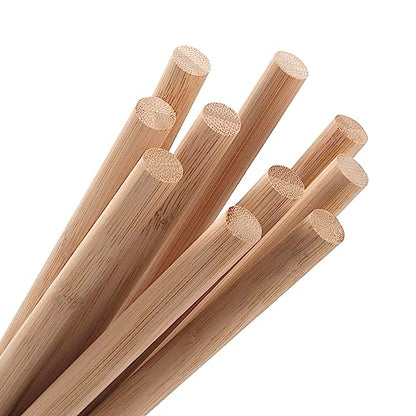 Wooden Dowel Dods Wood Dowels, 10PCS 1/2 x 12" Natural Round Bamboo Sticks for Crafting, Macrame Dowel, Unfinished Hardwood Sticks for Crafts, - WoodArtSupply