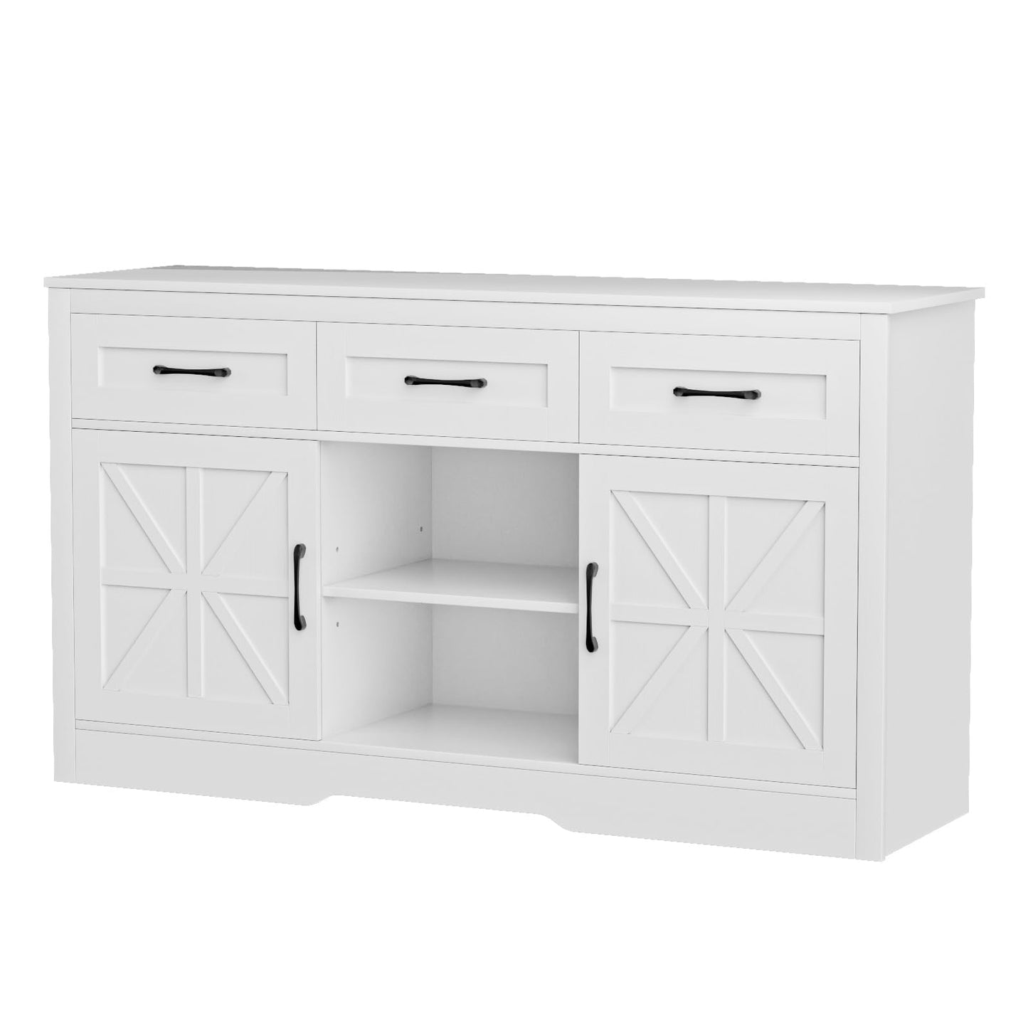 Tradare Sideboard Buffet Cabinet with Storage, Large Kitchen Buffet Cabinet with Doors and Drawers, 55” Farmhouse Entryway Console Cabinet for