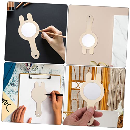Kisangel 18 Pcs Small Wooden Mirror Natural Mirrors Ornament Unfinished Wooden Handheld Mirror Wood Hand Mirror Unpainted Handheld Mirror DIY Wood Kisangel