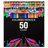 U.S. Art Supply 50 Piece Adult Coloring Book Artist Grade Colored Pencil Set -Vibrant Colors, Smooth Art Drawing, Sketching, Shading, Blending - Fun U.S. Art Supply