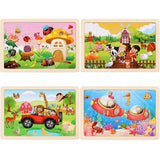 Wooden Puzzles Toys for Kids Ages 3-5, Set of 4 Packs with 24-Piece Farm, Insects, Animals Wood Jigsaw Puzzles, Preschool Educational Brain Teaser NASHRIO