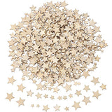 500 Pieces Wooden Stars Mixed Size Wood Stars Cutout Shape with 4 Sizes Mixed for Christmas Flag Winter Party Decoration Art Craft Sewing Model WILLBOND