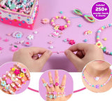 JOTIKO Paint Your Own Jewelry Box & Bracelets Making kit - Art & Crafts for Girls Kids Age 4-8 Christmas Birthday Gifts, 250 PCS Wooden Beads & Cute JOTIKO