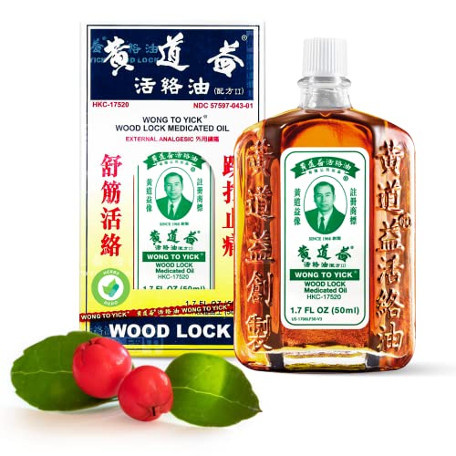 Wong to Yick - Wood Lock Medicated Oil - Herbal Pain Relief for Muscular Aches, Sprains, Shoulder and Back Pain - for Sports Recovery, Soreness - 1.7 - WoodArtSupply