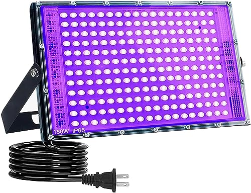 Indmird 150W Black Lights, Blacklight Flood Light with Plug and Switch,for Glow Party, Halloween, Fluorescent Poster, Stage Lighting, Body Paint - WoodArtSupply