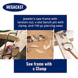 Megacast 3 in 1 Professional Jeweler's Saw Set Saw Frame 144 Blades Wooden Pin Clamp Wood Metal Megacast