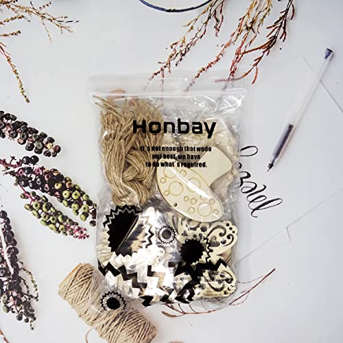 Honbay 40PCS Unfinished Spring Wooden Cutouts Wood Butterfly Sunflower Beetle Flower Dragonfly Mushroom Bee Snail Slices for DIY Crafts Home HONBAY