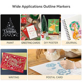 Double Line Outline Pens, 12 Colors Self-outline Metallic Markers, Shimmer Glitter Pens Set for Christmas Card Writing, Birthday Greeting, DIY Art Artugn