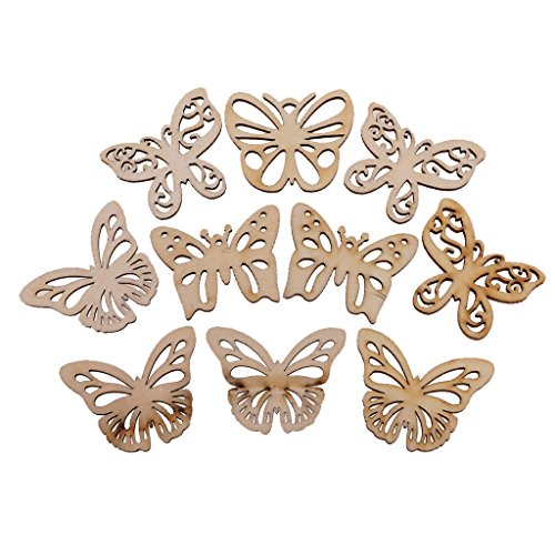 50pcs Wood Butterfly Embellishment Slices Cutout Crafts for Card Making Scrapbooking DIY Wood Art Wedding Decorations FRECI