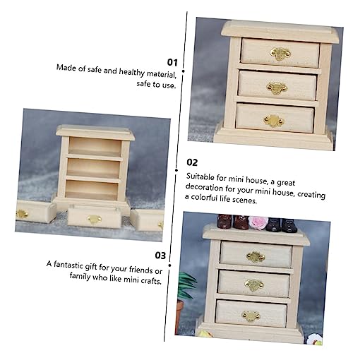 ibasenice 1pc Bedside Table Model Mini End Table Dollhouse Bedroom Unfinished Nightstand Dollhouse Dressing Table Miniature Furniture Wood Night ibasenice